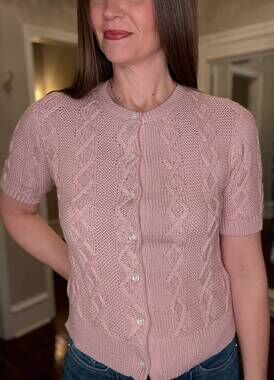 NEW DYLAN women's cable knit cardigan in light pink